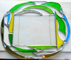 cornice per foto da muro in vetro artistico e rame con tecnica Tiffany