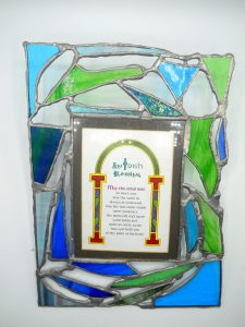 cornice per foto da muro in vetro artistico e rame con tecnica Tiffany