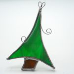 decorazione da finestra o da abete natalizio in vetri artistici opalescenti e filo di rame argentato